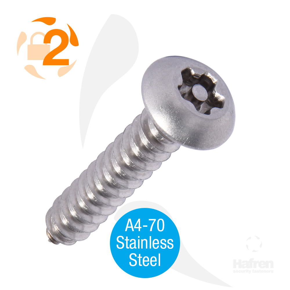 6 x 1/2" (3,5 x 13mm) Button Head A4-70 Stainless Steel 5-Lobe Pin Self Tapper