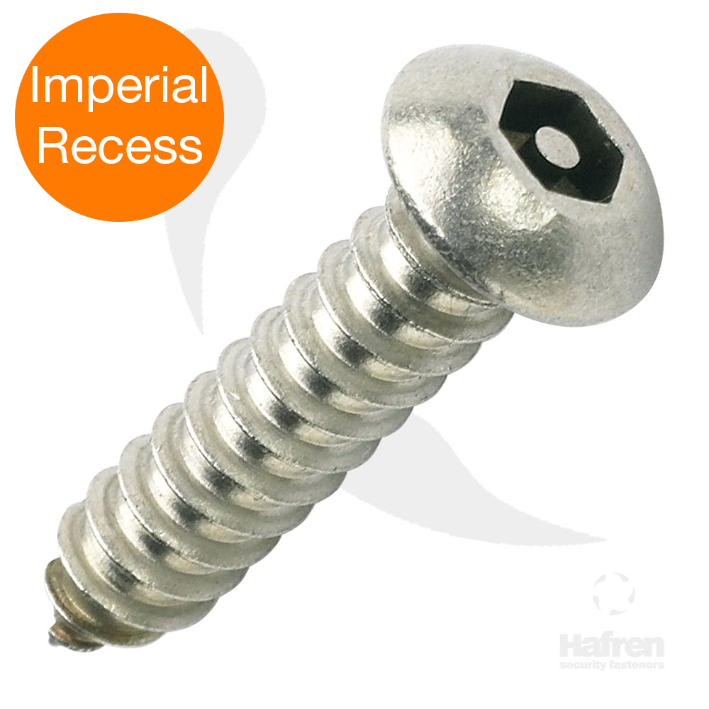 Imperial Recess Button Head A2 Stainless Steel Pin Hex Self Tapper