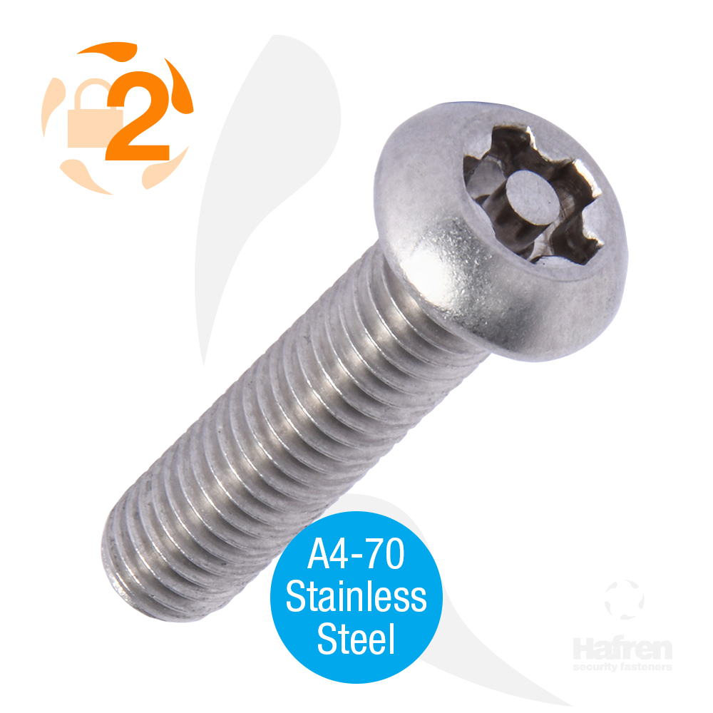 M3 x 6mm Button Head A4-70 Stainless Steel 5-Lobe Pin Machine Screw