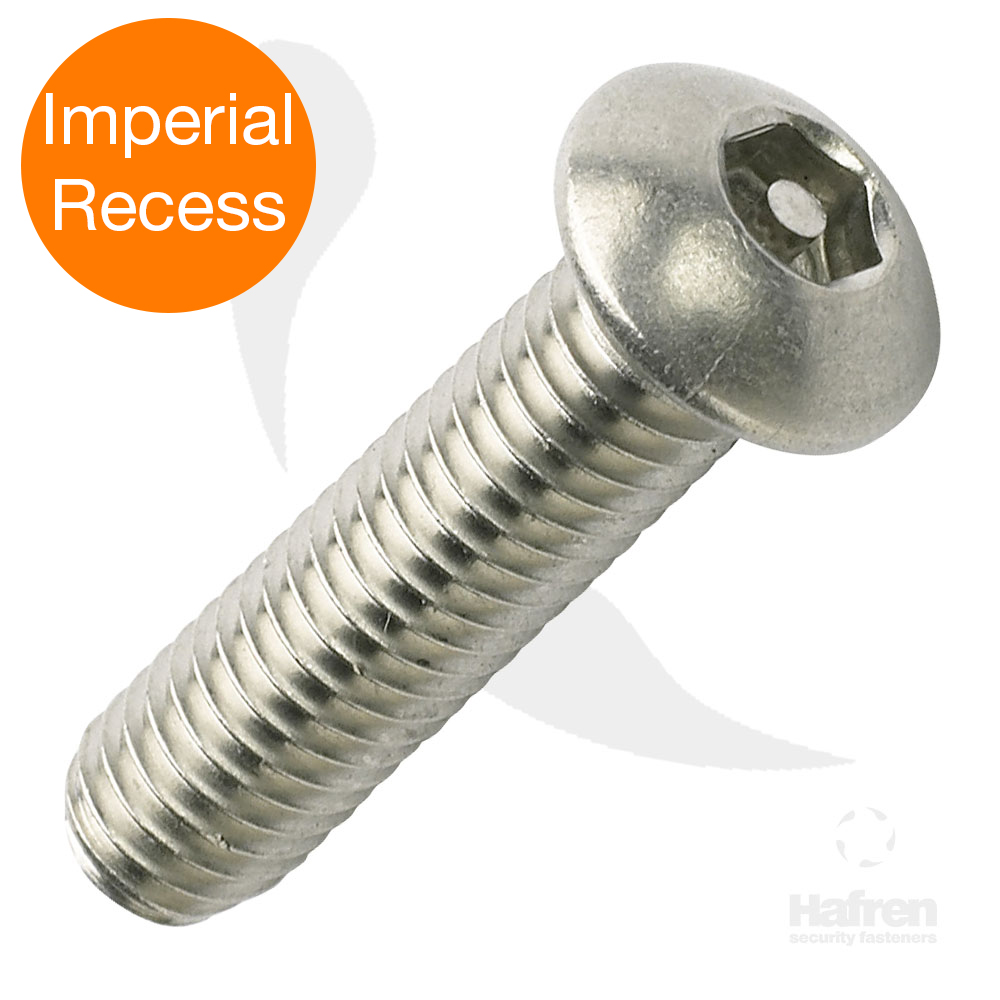 Imperial Recess Button Head A2 Stainless Steel Pin Hex Machine Screw